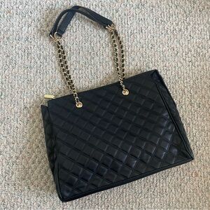 NEW! Faux Leather Black Quilted Purse